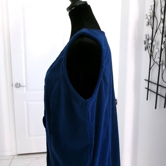 Old School Corduroy Over Sized Jumper Dress Peacock Blue Pockets M / L Blair - Picture 9 of 11